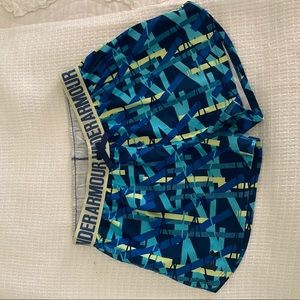 blue & yellow athletic shorts